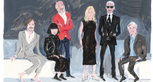 Die Modedesigner Karl Lagerfeld und Rei Kawakubo, die Künstlerin Cindy Sherman, der Architekt Frank Gehry, der Produktdesigner Marc Newson und der Schuh-Kreateur Christian Louboutin, gemalt von Jean-Philippe Delhomme. Die Modedesigner Karl Lagerfeld und Rei Kawakubo, die Künstlerin Cindy Sherman, der Architekt Frank Gehry, der Produktdesigner Marc Newson und der Schuh-Kreateur Christian Louboutin, gemalt von Jean-Philippe Delhomme.