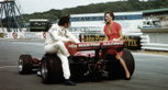 Carlos Pace with a friend and the Brabham-Alfa Romeo BT45 at the British Grand Prix in Brands Hatch, 1976. Carlos Pace with a friend and the Brabham-Alfa Romeo BT45 at the British Grand Prix in Brands Hatch, 1976.