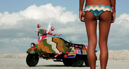 Ever considered knitting a multi-wheeled beach Vespa?