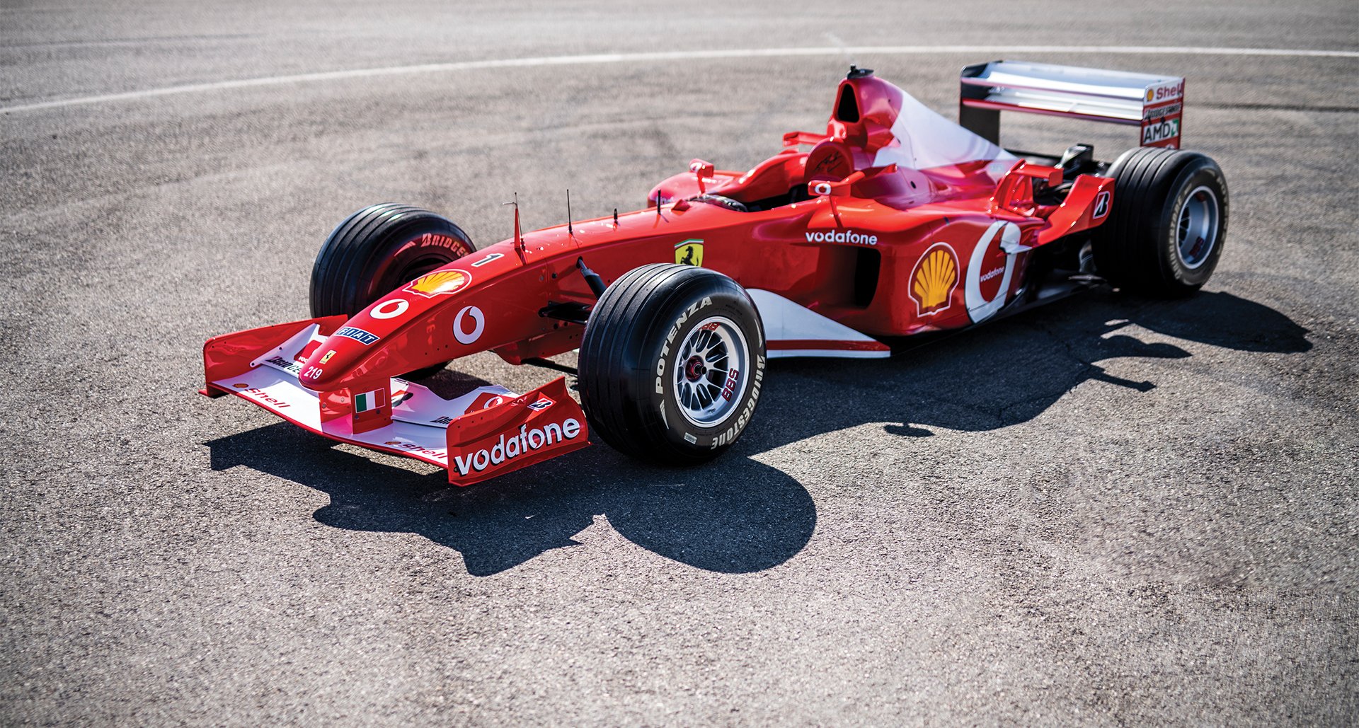 Mick Schumacher tries his dad's title-winning Ferrari F2002 for