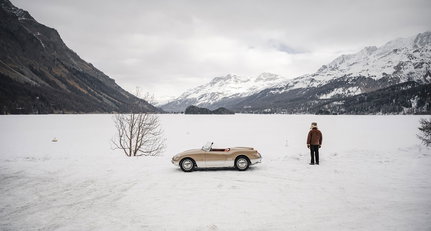 Testing the ice with the original Alfa Giulietta Spider prototype