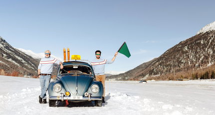 Getting ready for The Ice with the Bollers and their race-control Beetle