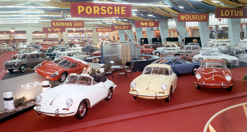 Porsche's 1964 range at the Geneva Motor Show - 356 C, 904 and 901-6 Prototype.