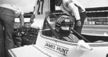 James Hunt appears a little queasy as he prepares for his first Silverstone GP, 1973