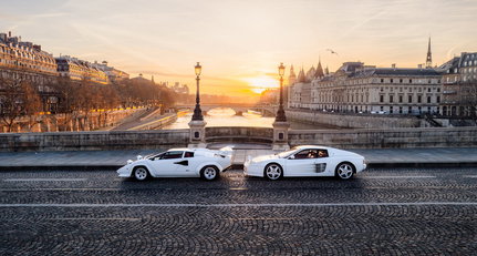 Our new morning ritual – coffee and croissants with a pair of flat, white supercars