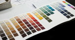 Colour samples at Poltrona Frau factory. Colour samples at Poltrona Frau factory.