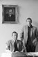 Ferry Porsche in his office with his son Ferdinand Alexander Porsche in 1960. © Rexfeatures