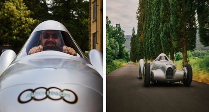 Guess who climbed inside the mad Auto Union Lucca speed legend