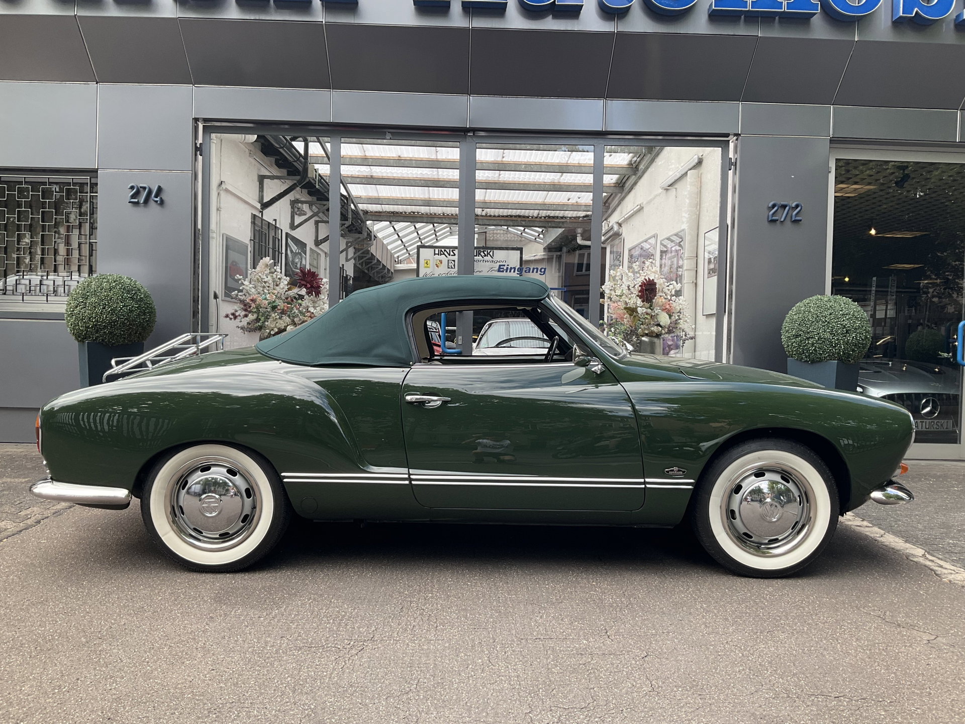 1968 VW Karmann Ghia - Cabriolet 1. Serie L61K Fichten Grün ORIGINAL Farbe full leather brown, foto 2