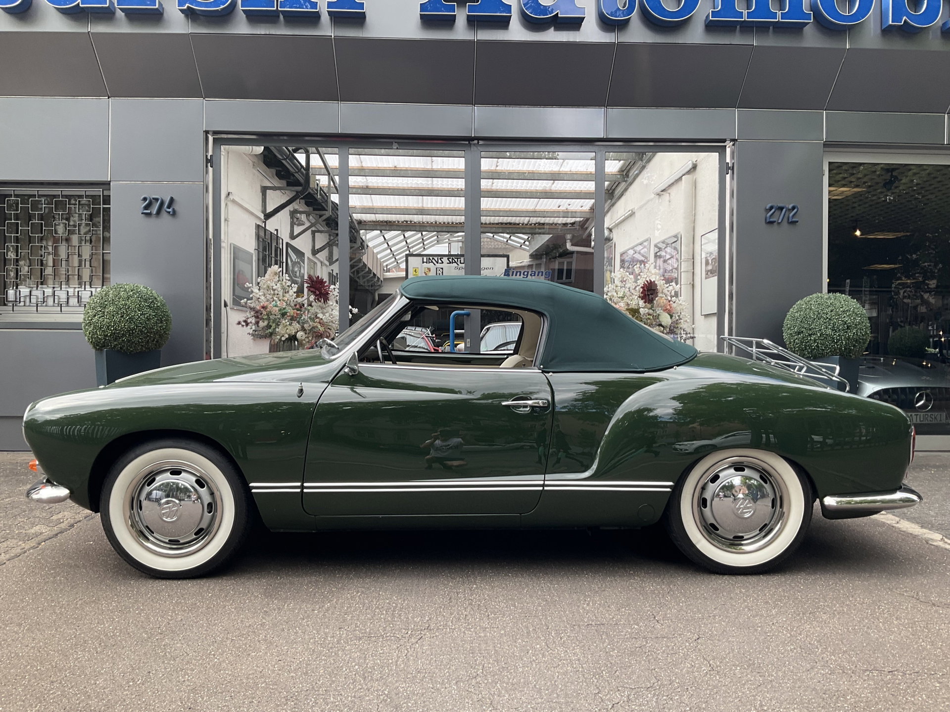 1968 VW Karmann Ghia - Cabriolet 1. Serie L61K Fichten Grün ORIGINAL Farbe full leather brown, foto 8