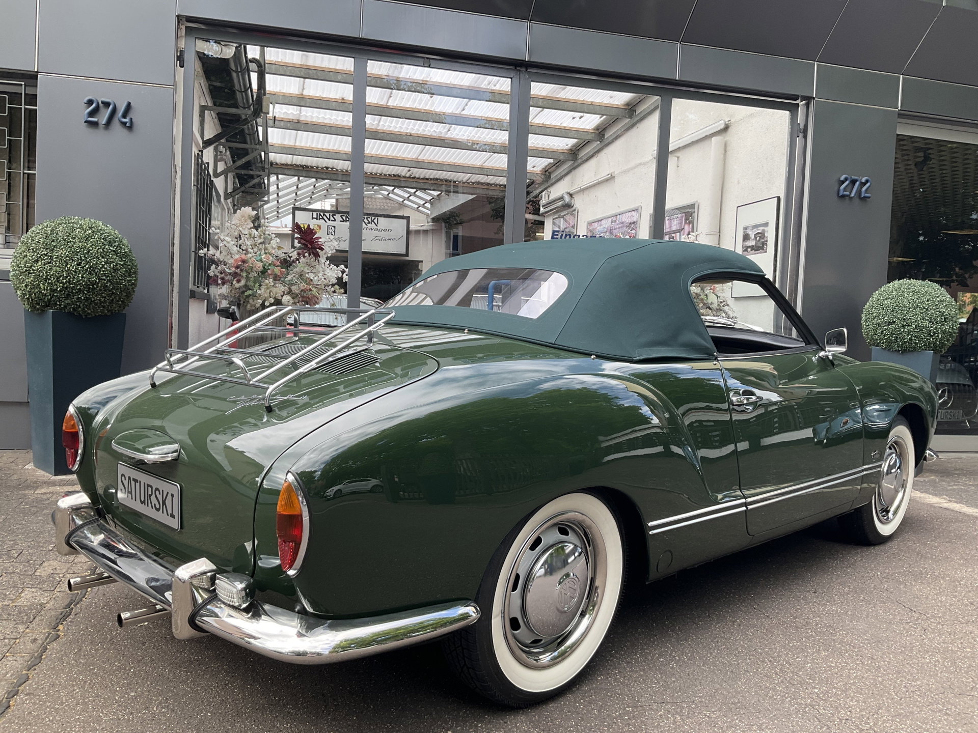 1968 VW Karmann Ghia - Cabriolet 1. Serie L61K Fichten Grün ORIGINAL Farbe full leather brown, foto 6