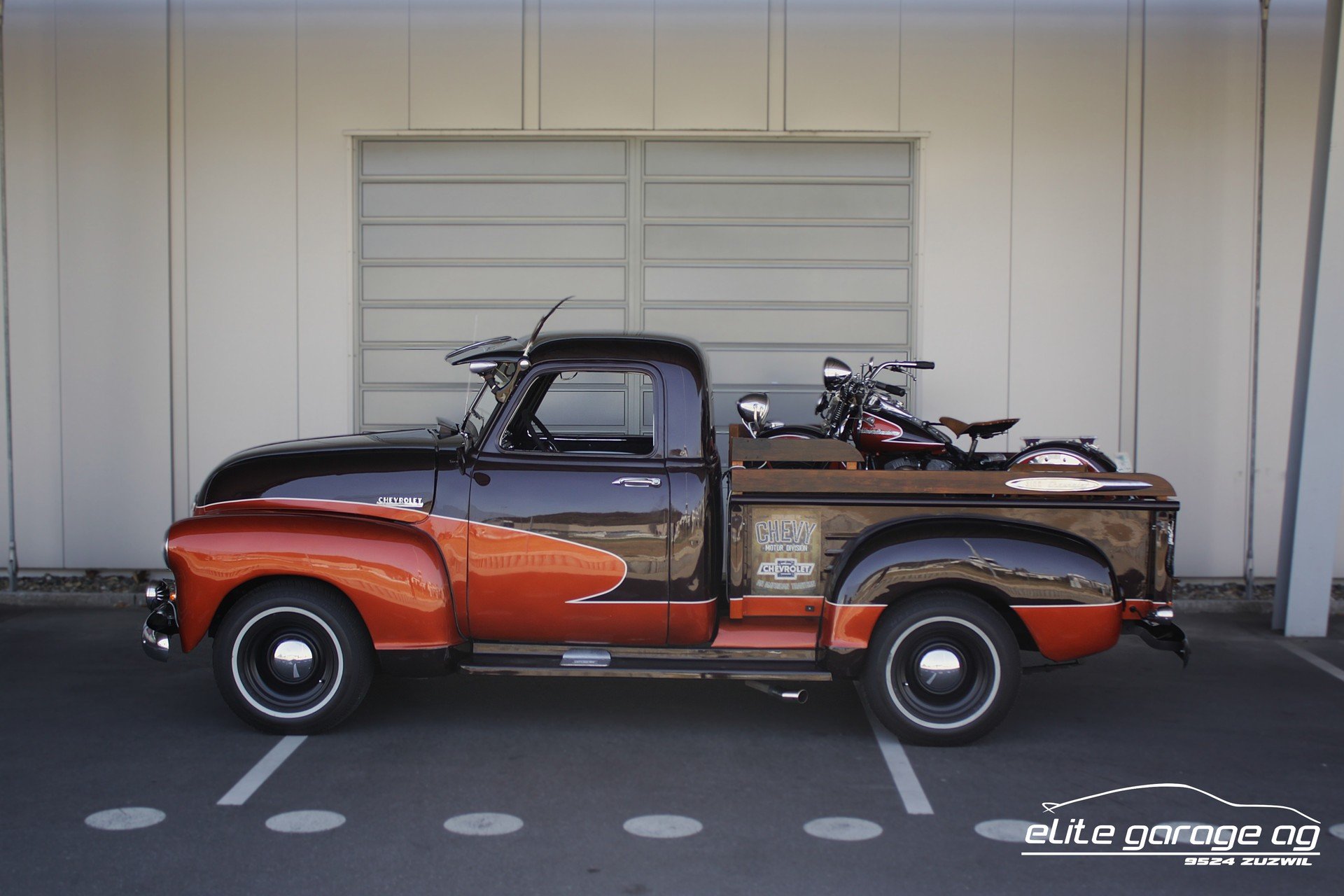 1954 Chevrolet Pick-Up - Pick Up 3100 + Harley Davidson Flathead WL50 (VETERANENGEPRÜFT), foto 1