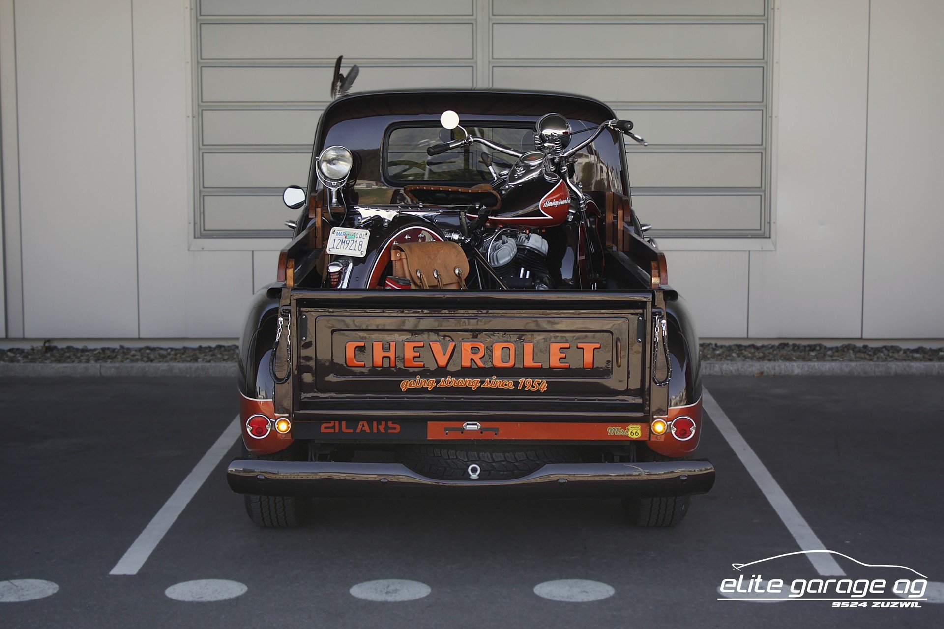 1954 Chevrolet Pick-Up - Pick Up 3100 + Harley Davidson Flathead WL50 (VETERANENGEPRÜFT), foto 3