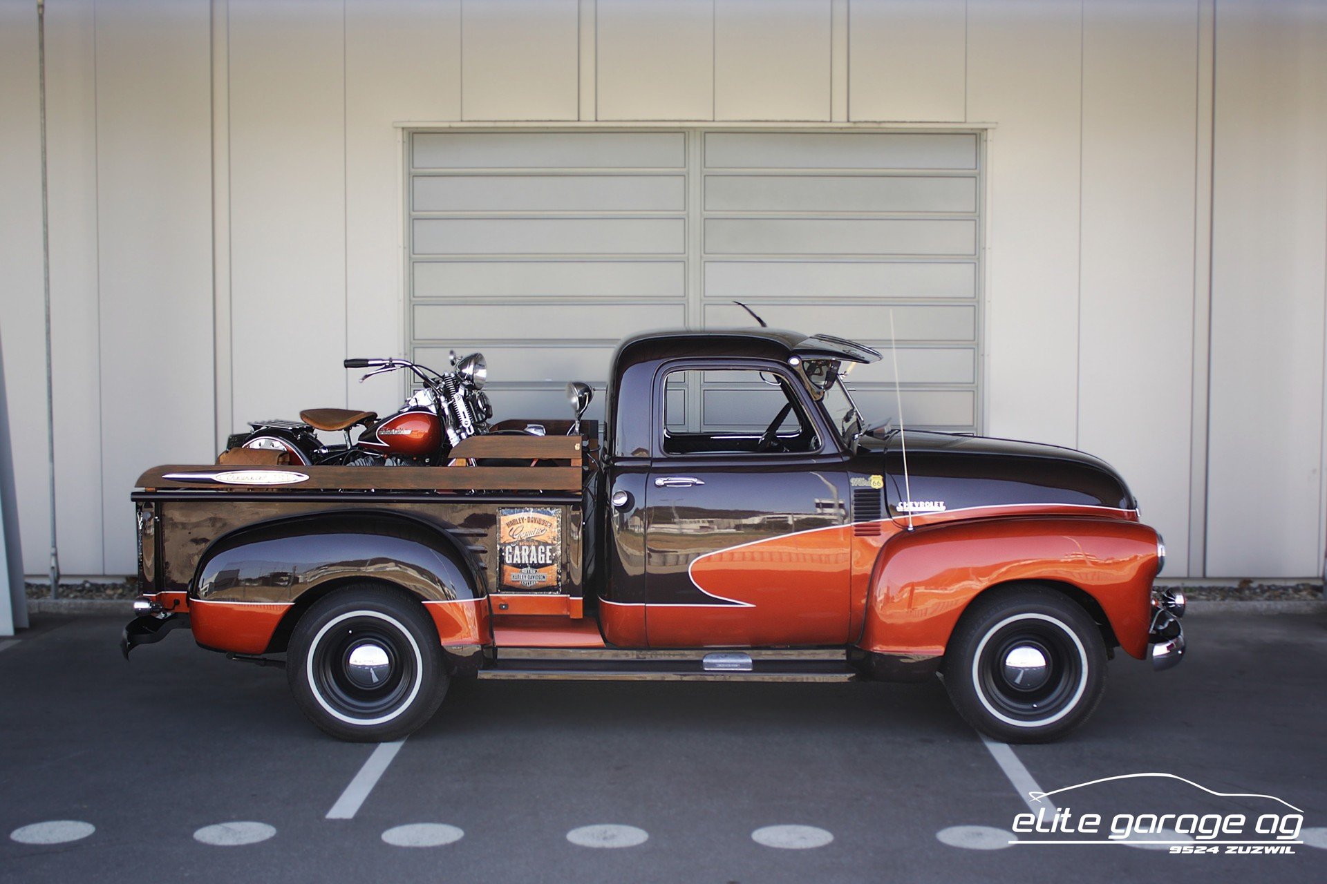 1954 Chevrolet Pick-Up - Pick Up 3100 + Harley Davidson Flathead WL50 (VETERANENGEPRÜFT), foto 5