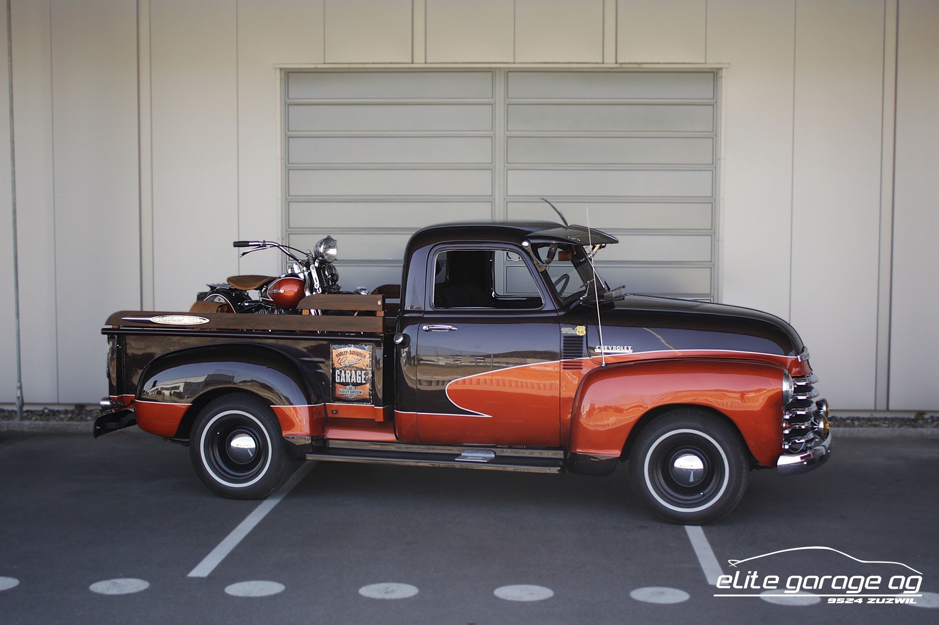 1954 Chevrolet Pick-Up - Pick Up 3100 + Harley Davidson Flathead WL50 (VETERANENGEPRÜFT), foto 6